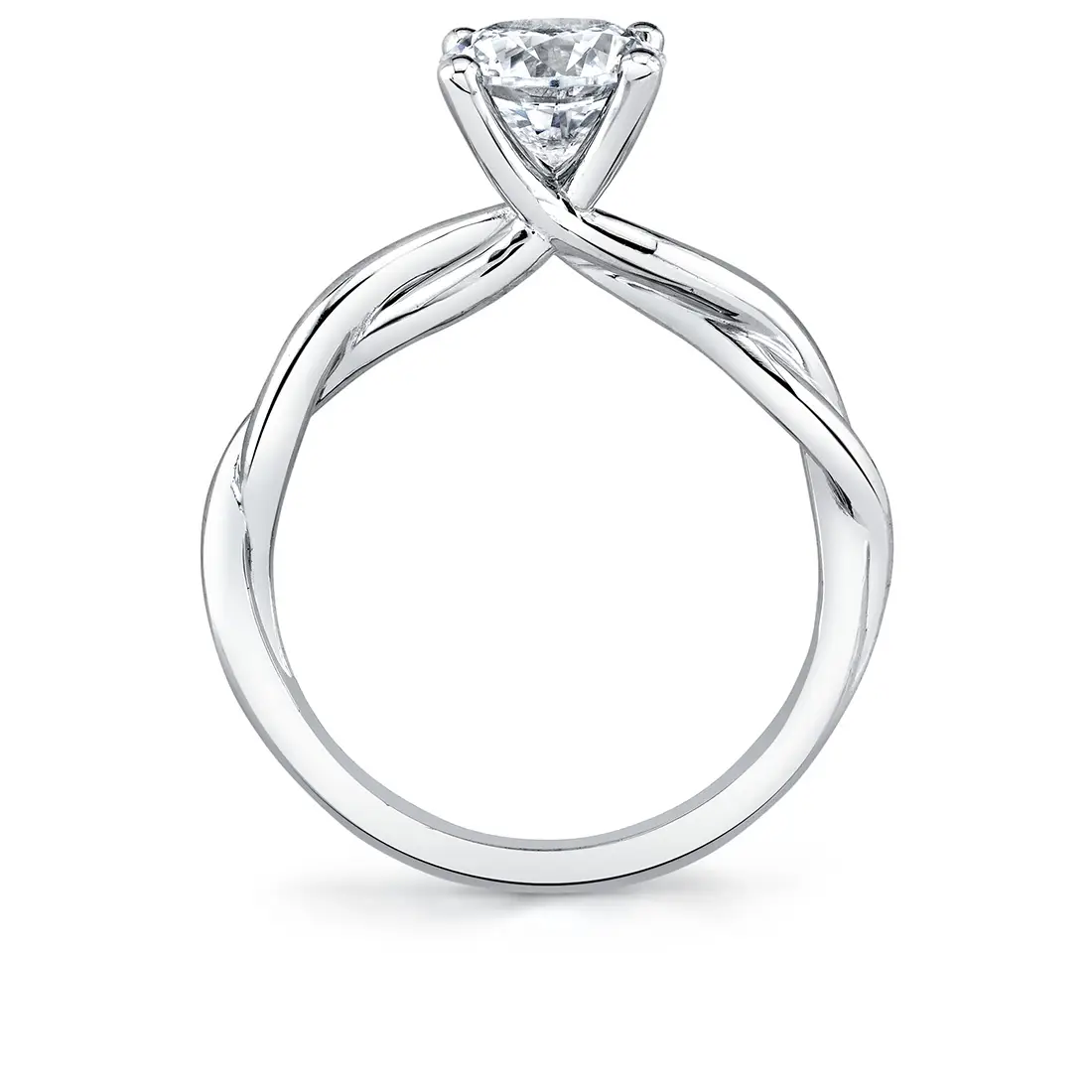 White Gold Round Cut Spiral Engagement Ring - Yasmine