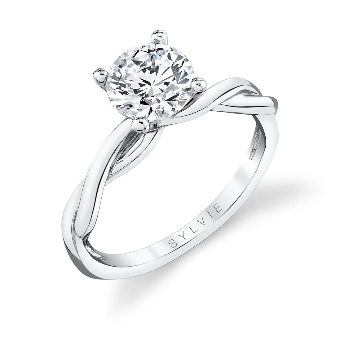 Twisted engagement ring discount with straight wedding band