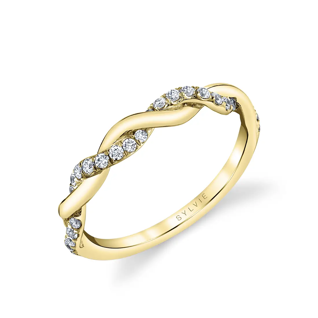 White Gold Round Cut Spiral Diamond Wedding Ring - Gabrielle