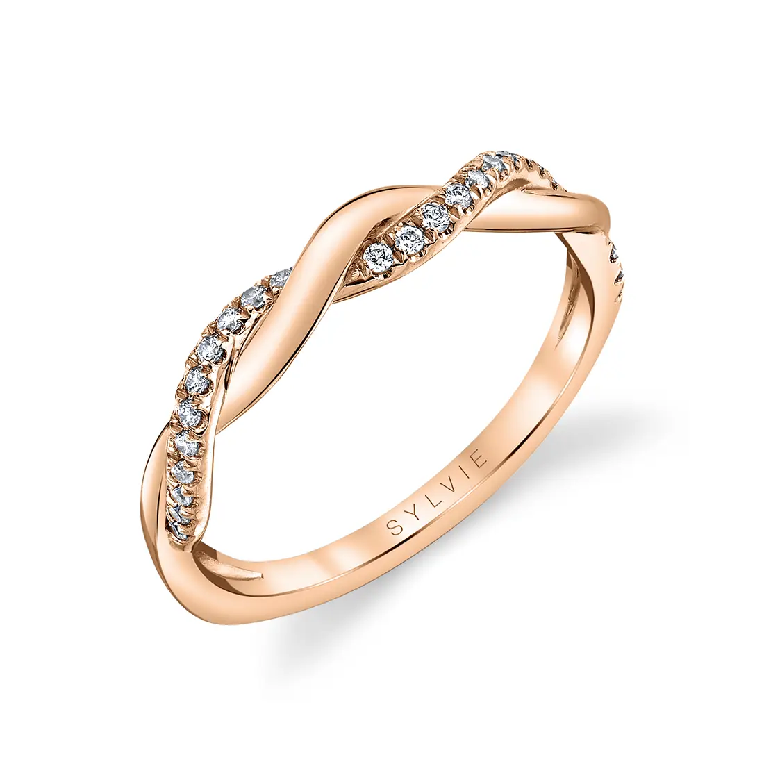 Twisted rose gold wedding band hot sale