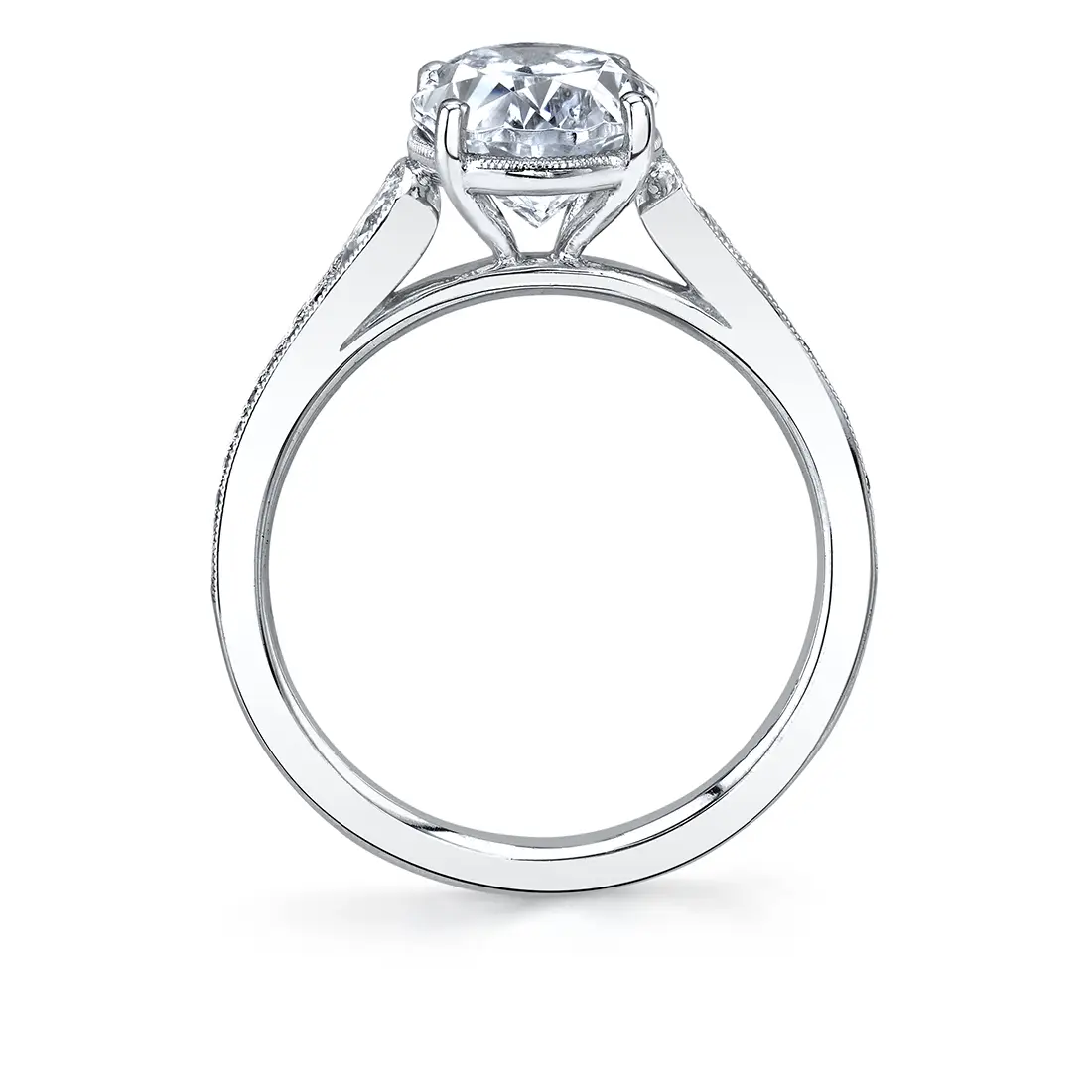 White Gold Oval Cut Unique Engagement Ring - Esmeralda