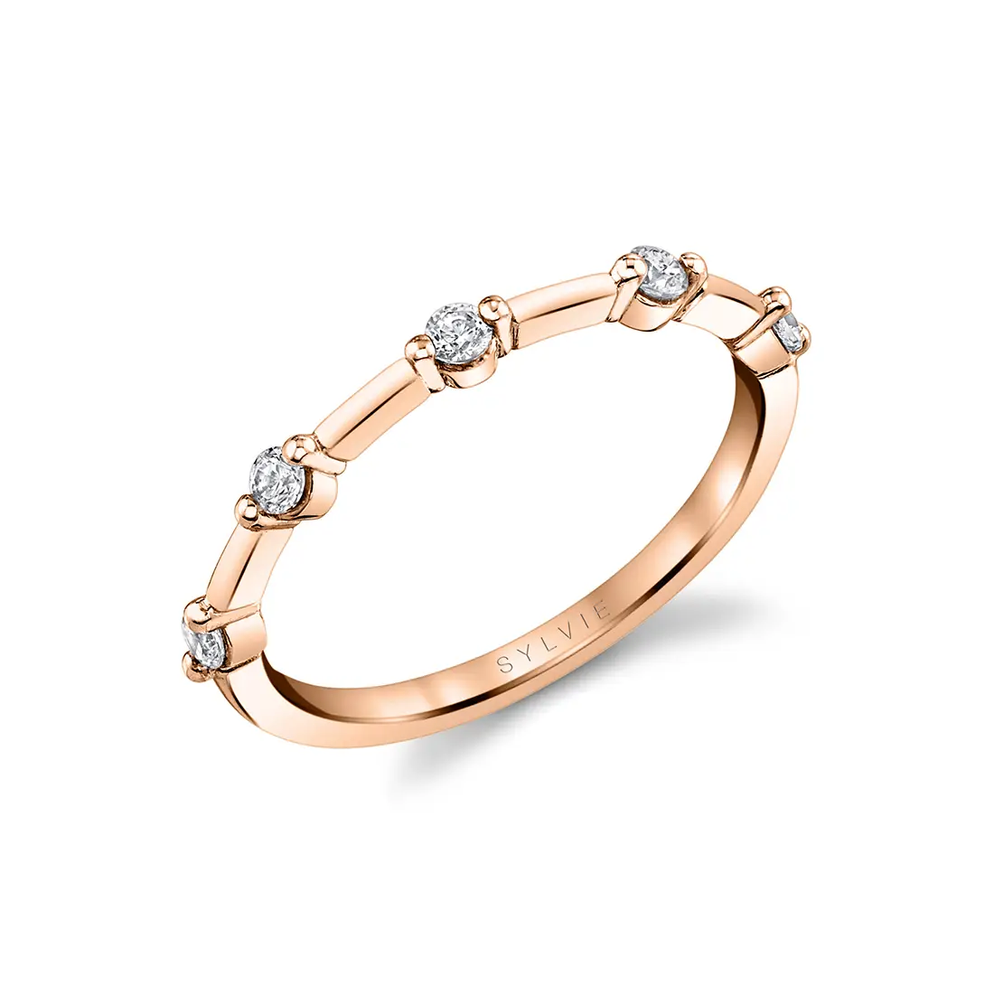 White Gold Classic Spaced Diamond Wedding Ring - Eniko