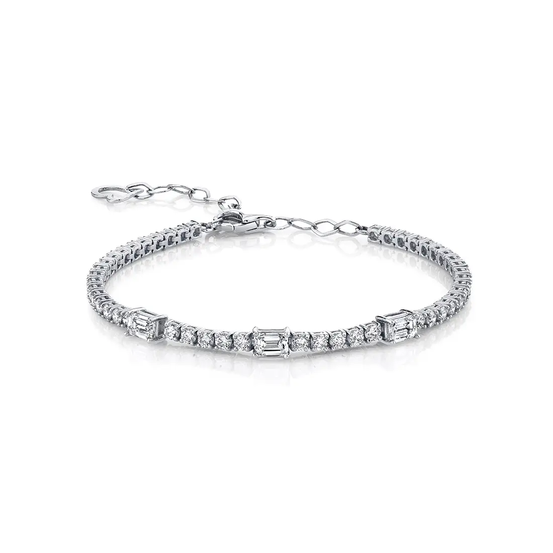 White Gold Emerald Cut Diamond Bracelet