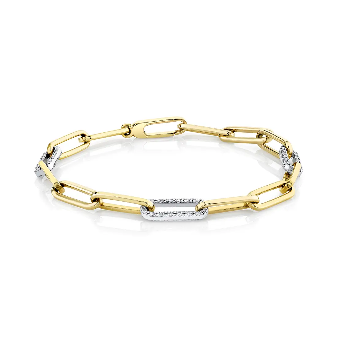 White Gold Diamond Paperclip Bracelet