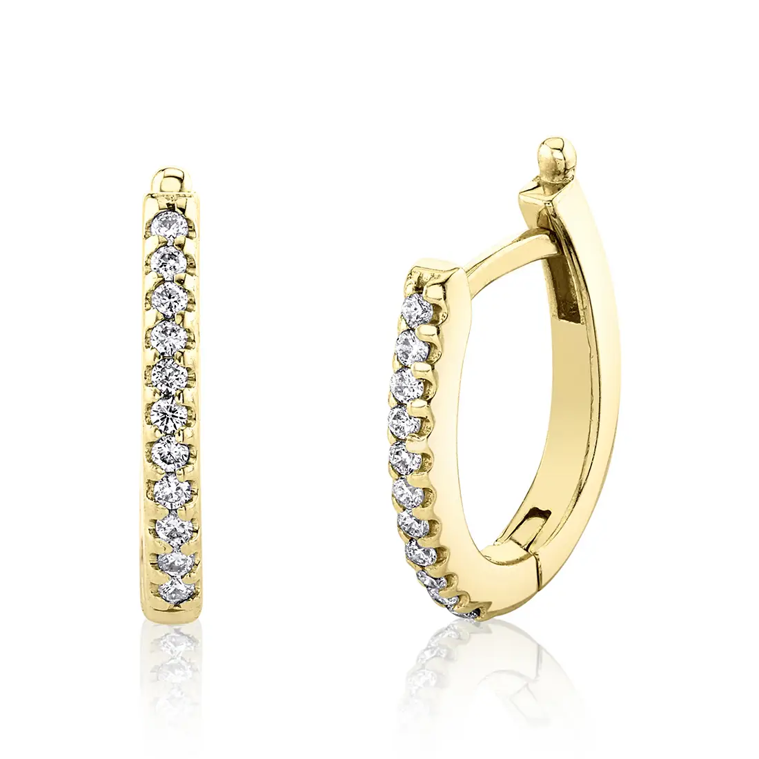 White Gold U-Shaped Diamond Hoops