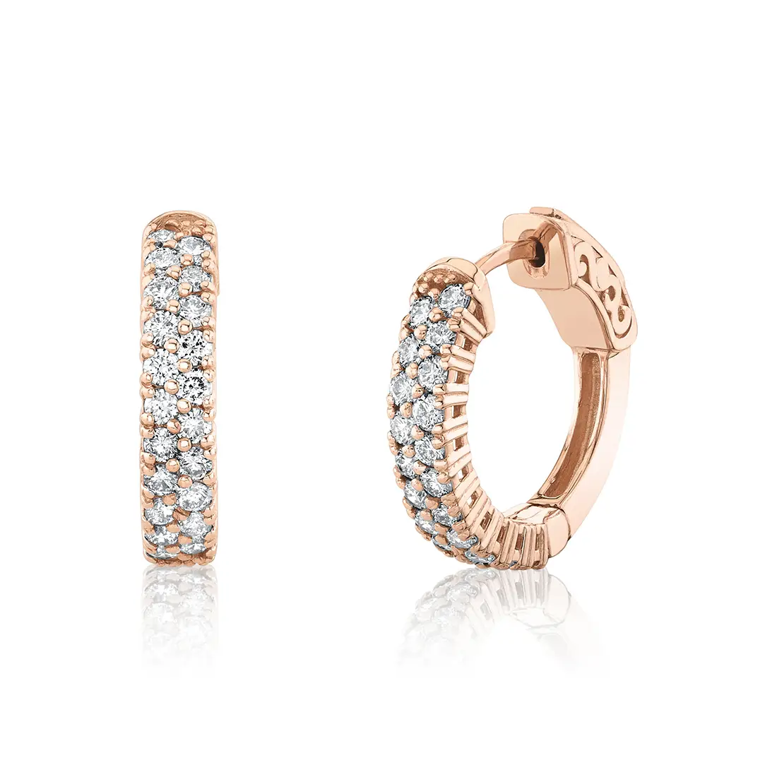 White Gold Double Row Diamond Huggies