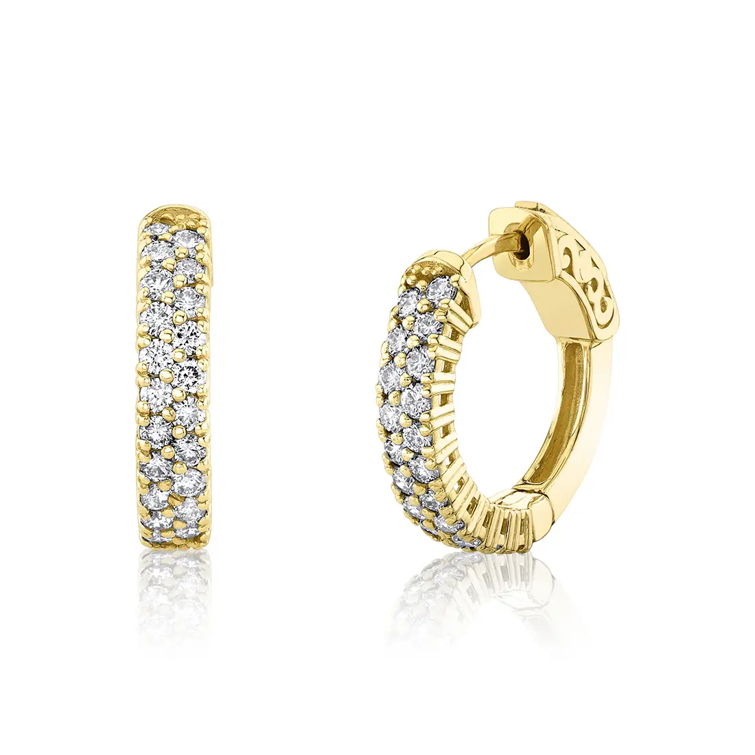 White Gold Double Row Diamond Huggies