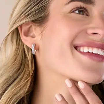 White Gold Double Row Diamond Huggies