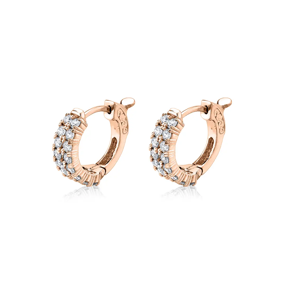 White Gold Double Row Diamond Huggies