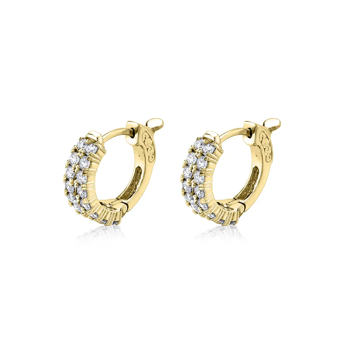 White Gold Double Row Diamond Huggies