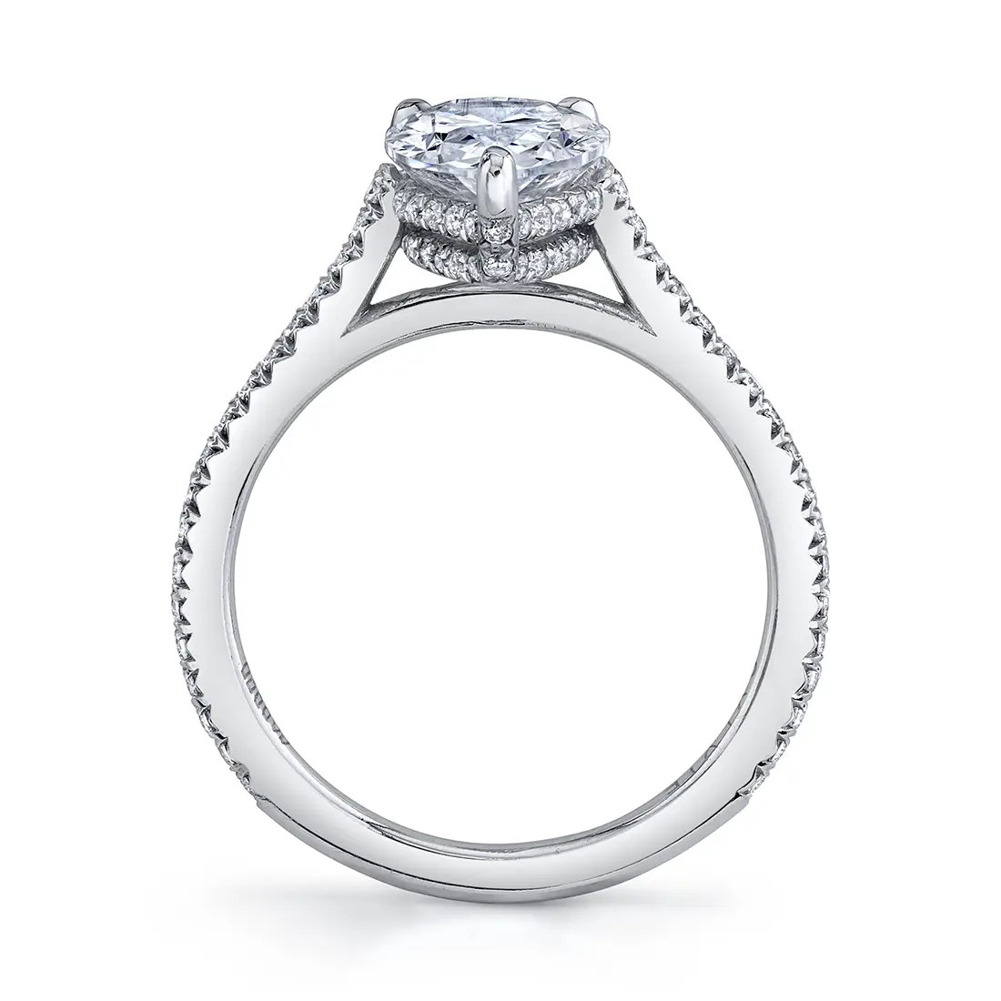 White Gold Oval Cut Classic Hidden Halo Engagement Ring - Steffi