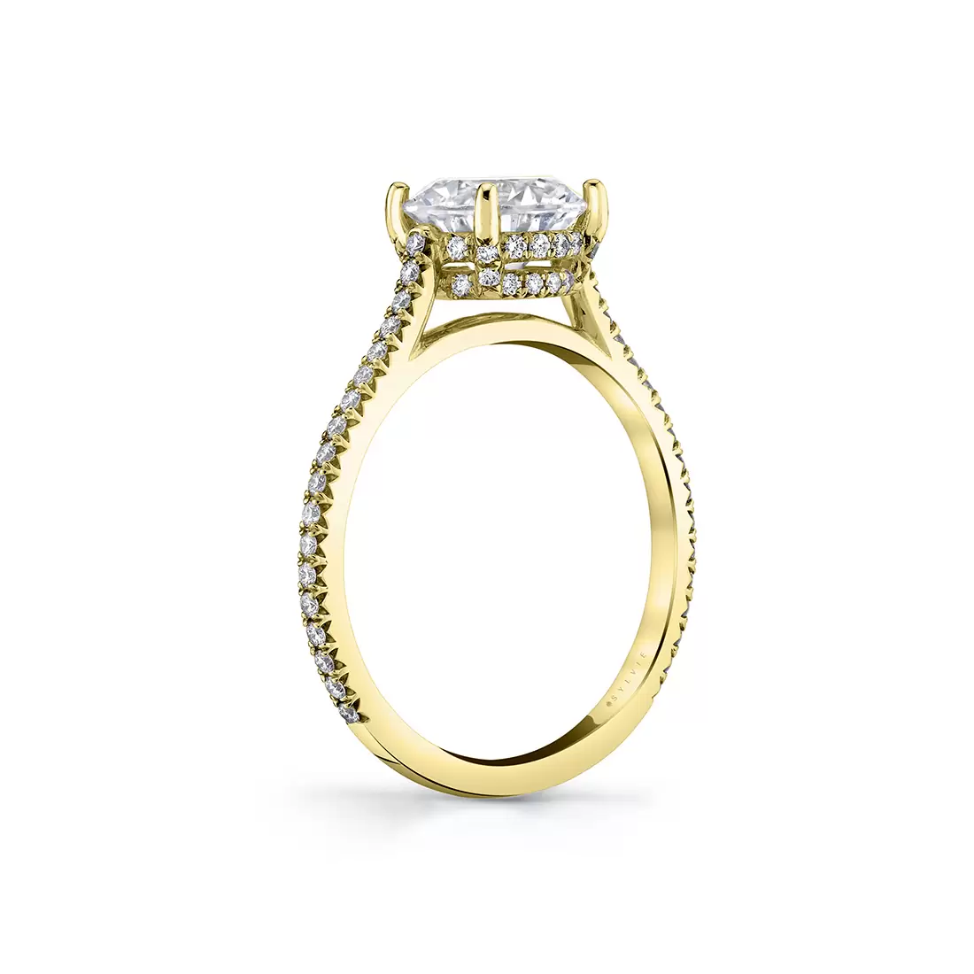 White Gold Round Cut Classic Hidden Halo Engagement Ring - Steffi