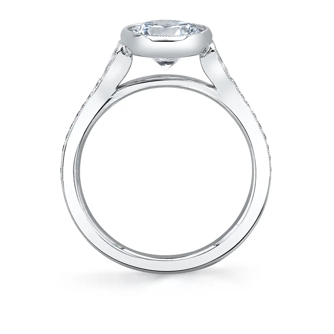 White Gold Round Cut Vintage Engagement Ring - Brianna