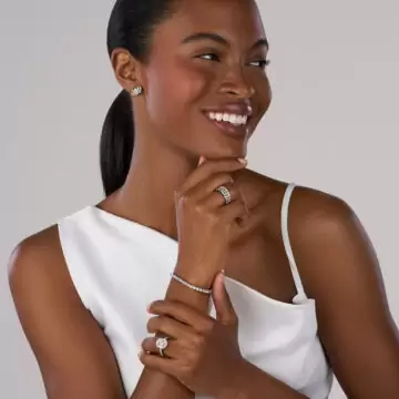 White Gold Three Row Diamond Ring