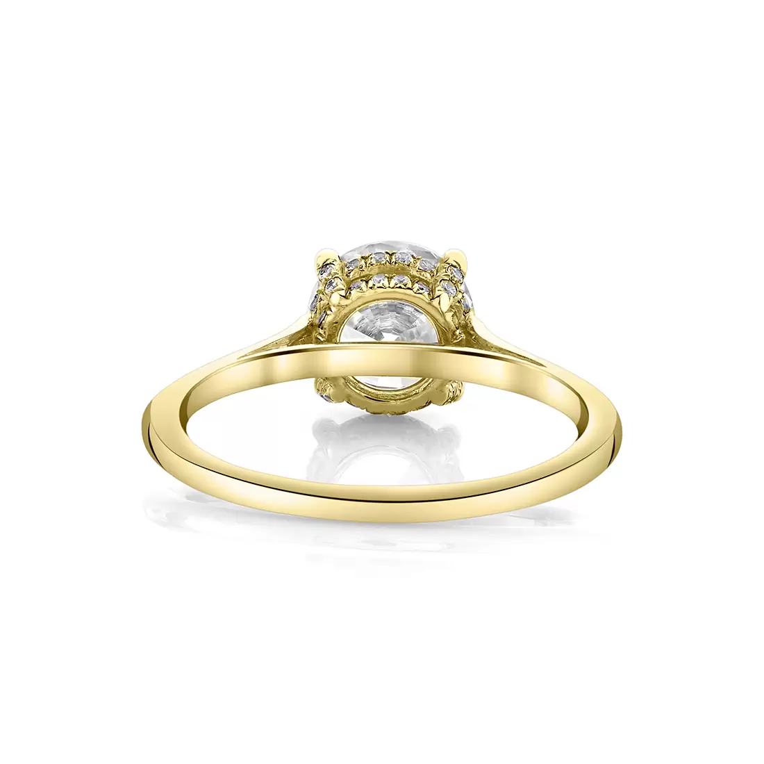 White Gold Round Cut Solitaire Hidden Halo Engagement Ring - Carter