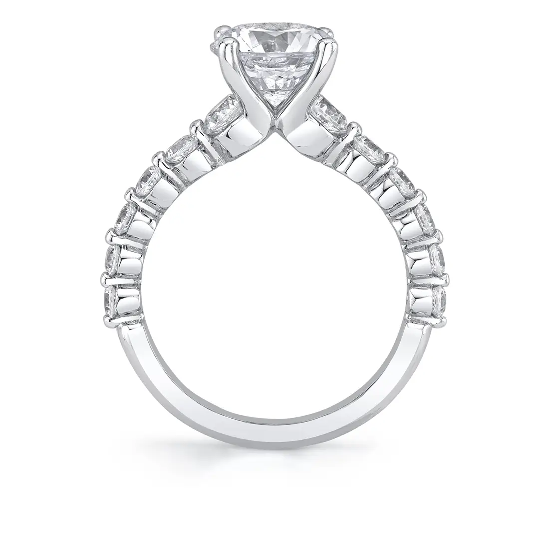 White Gold Round Cut Classic Engagement Ring - Gisele