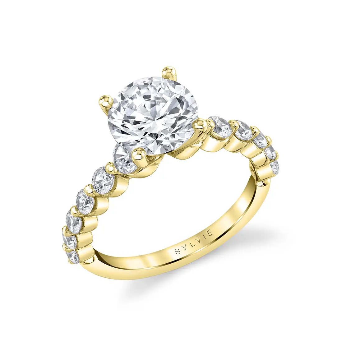 White Gold Round Cut Classic Engagement Ring - Gisele