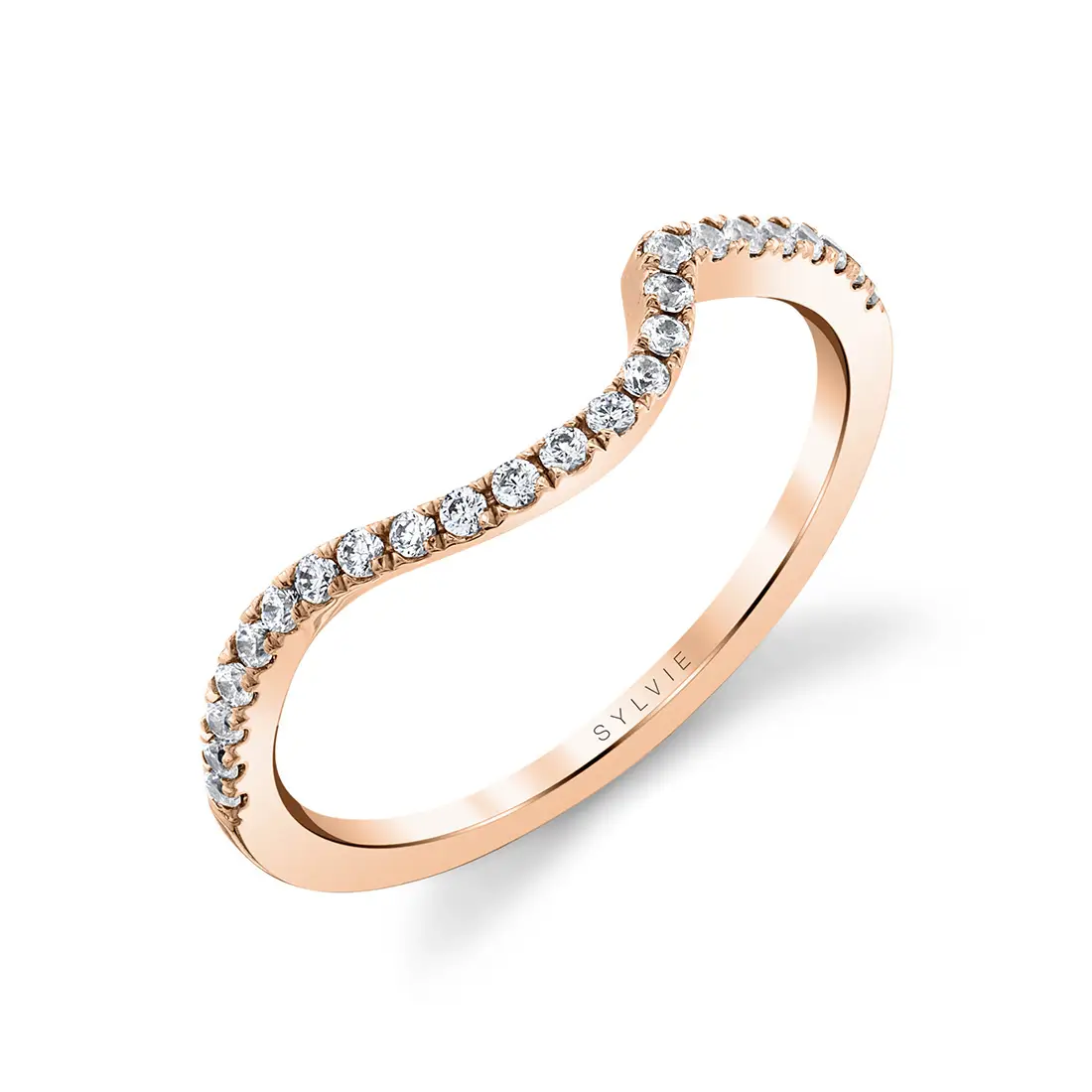 White Gold Curved Diamond Wedding Ring - Grace