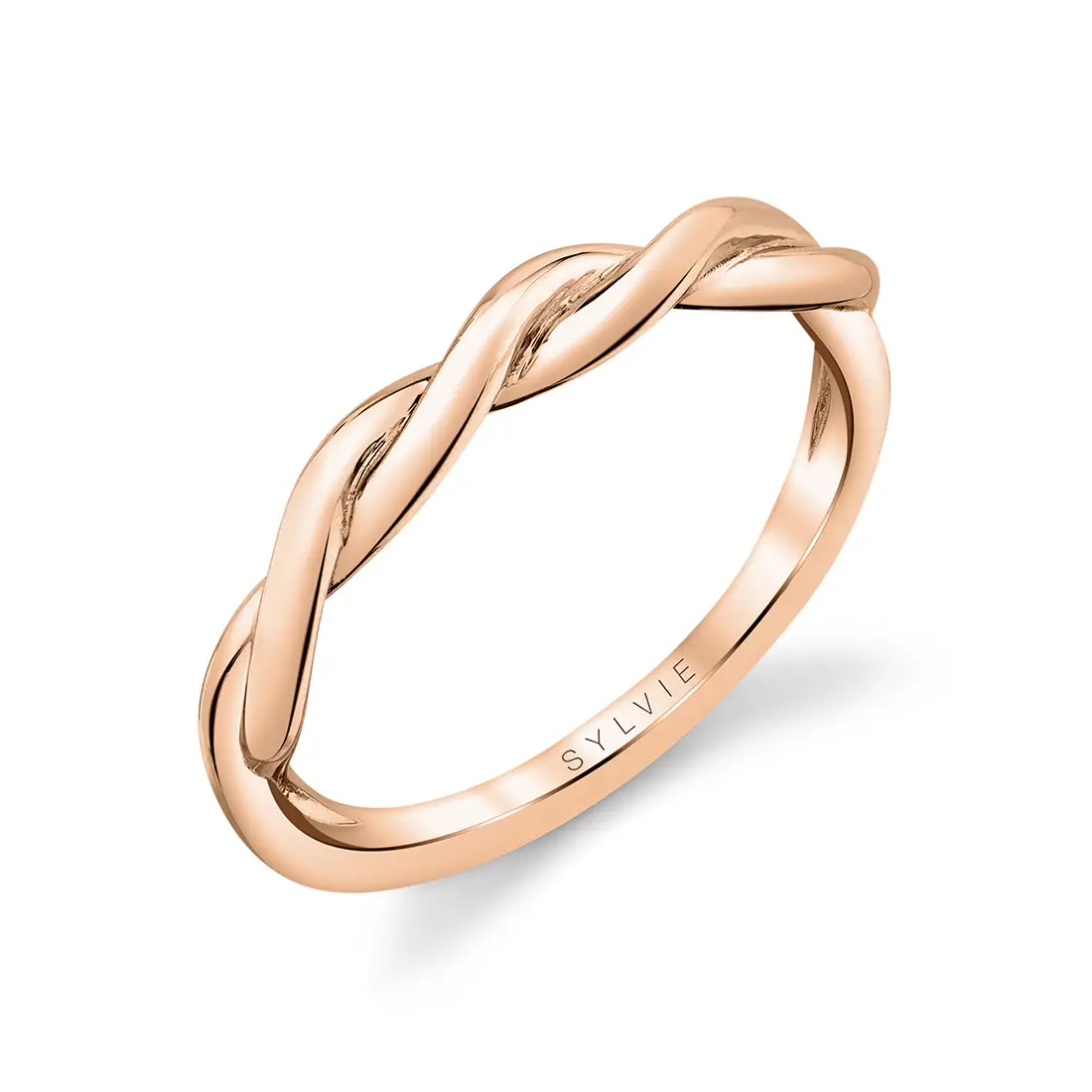 White Gold High Polish Spiral Wedding Ring - Yasmine