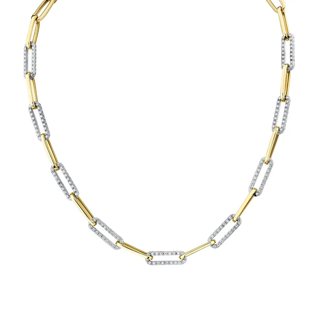 White Gold Diamond Paperclip Necklace