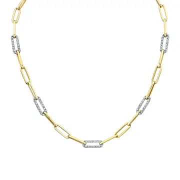 White Gold Diamond Paperclip Necklace