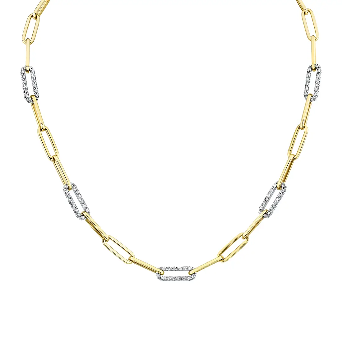 White Gold Diamond Paperclip Necklace