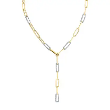 White Gold Diamond Paperclip Link Y-Necklace