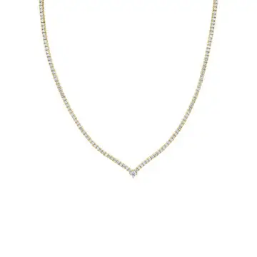 White Gold V Shaped Diamond Tennis Necklace