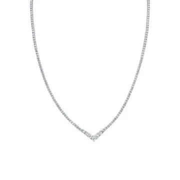 White Gold V Shaped Graduated Diamond Tennis Necklace