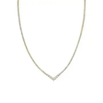 White Gold V Shaped Graduated Diamond Tennis Necklace