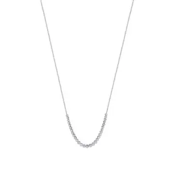 White Gold Round Bezel Diamond Smile Necklace