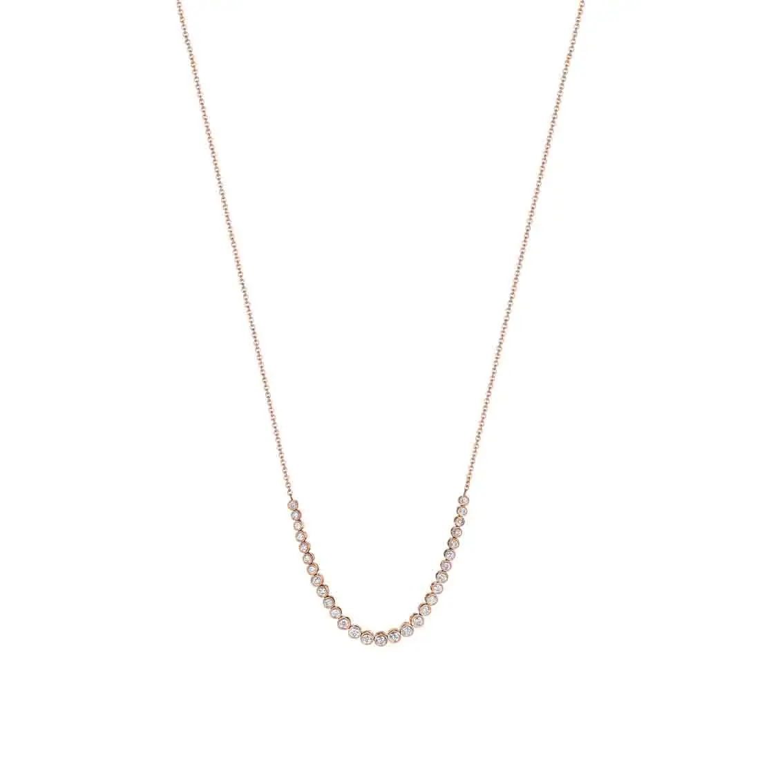 White Gold Round Bezel Diamond Smile Necklace