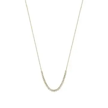 White Gold Round Bezel Diamond Smile Necklace