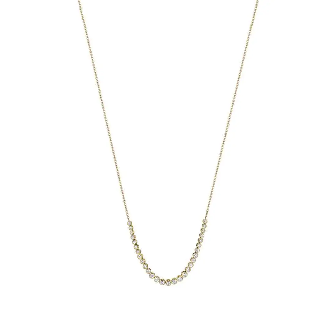 White Gold Round Bezel Diamond Smile Necklace