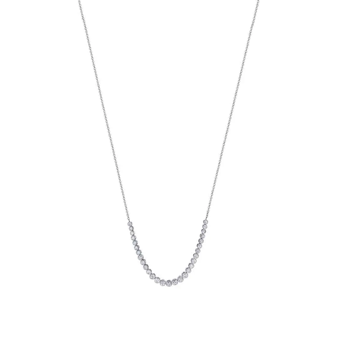 White Gold Round Bezel Diamond Smile Necklace