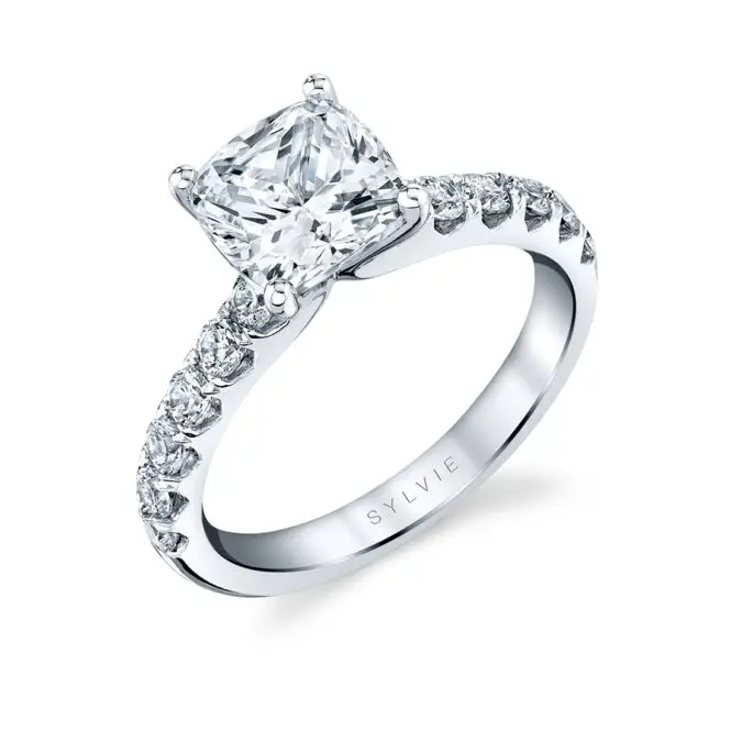 Cushion Cut Classic White Gold Engagement Ring - Adoria