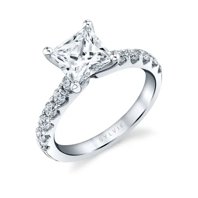 Princess Cut White Gold Classic Engagement Ring - Adoria
