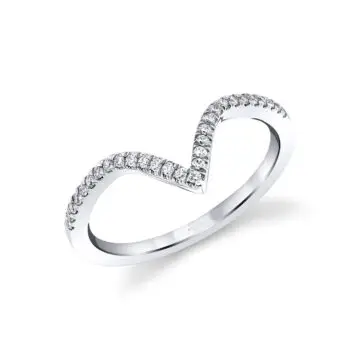 White Gold Curved Chevron Diamond Wedding Band