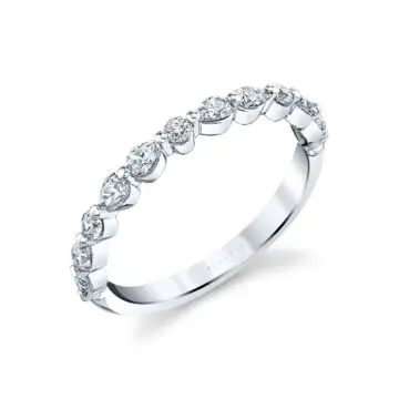 White Gold Unique Pear & Round Diamond Wedding Band