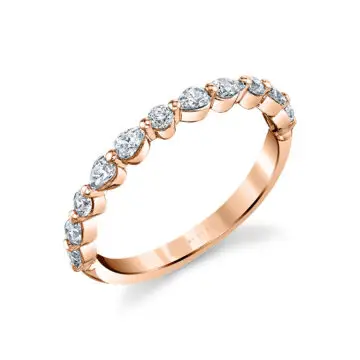 White Gold Unique Pear & Round Diamond Wedding Band
