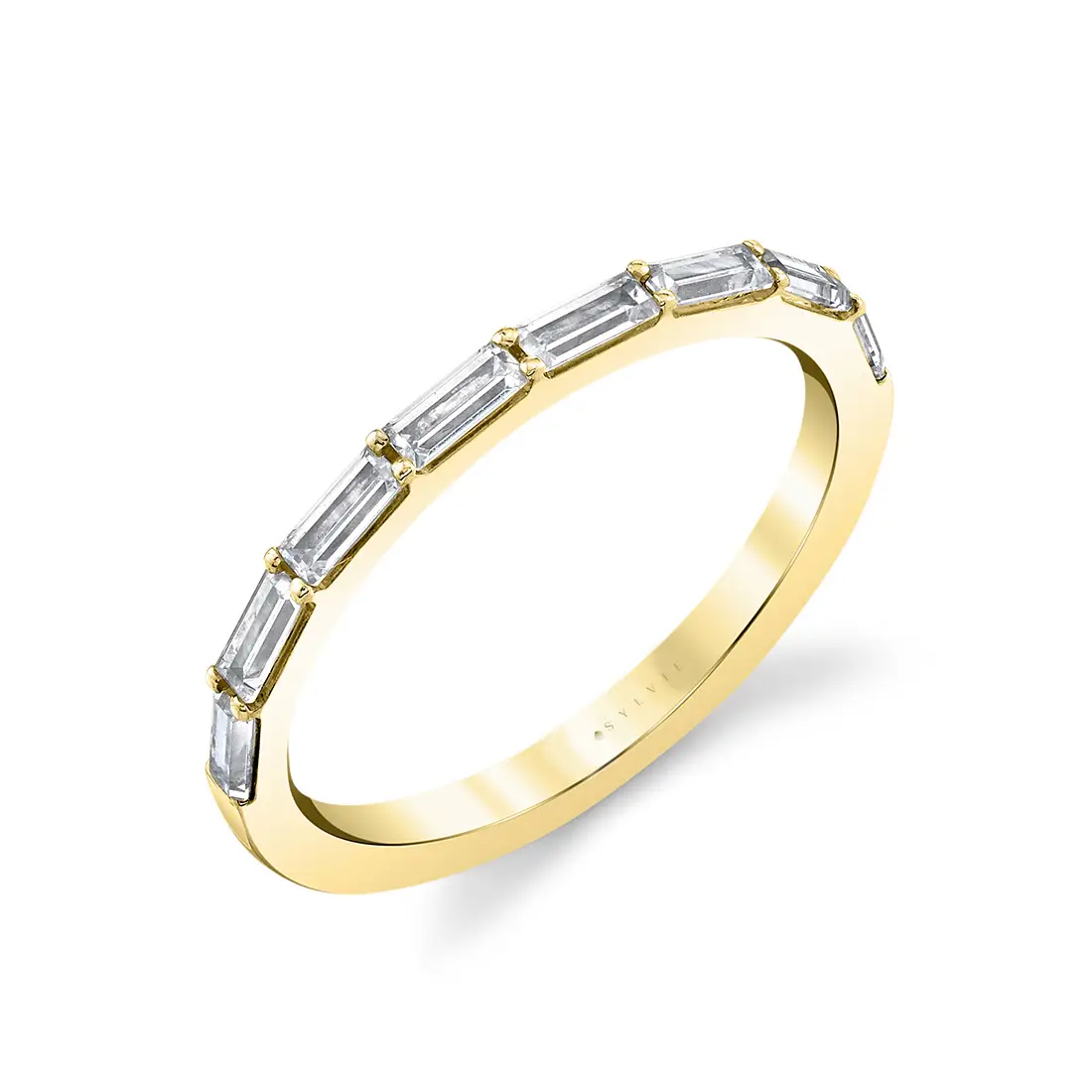 White Gold Sleek Baguette Wedding Band - Lifestyle Image - Lifestyle Image