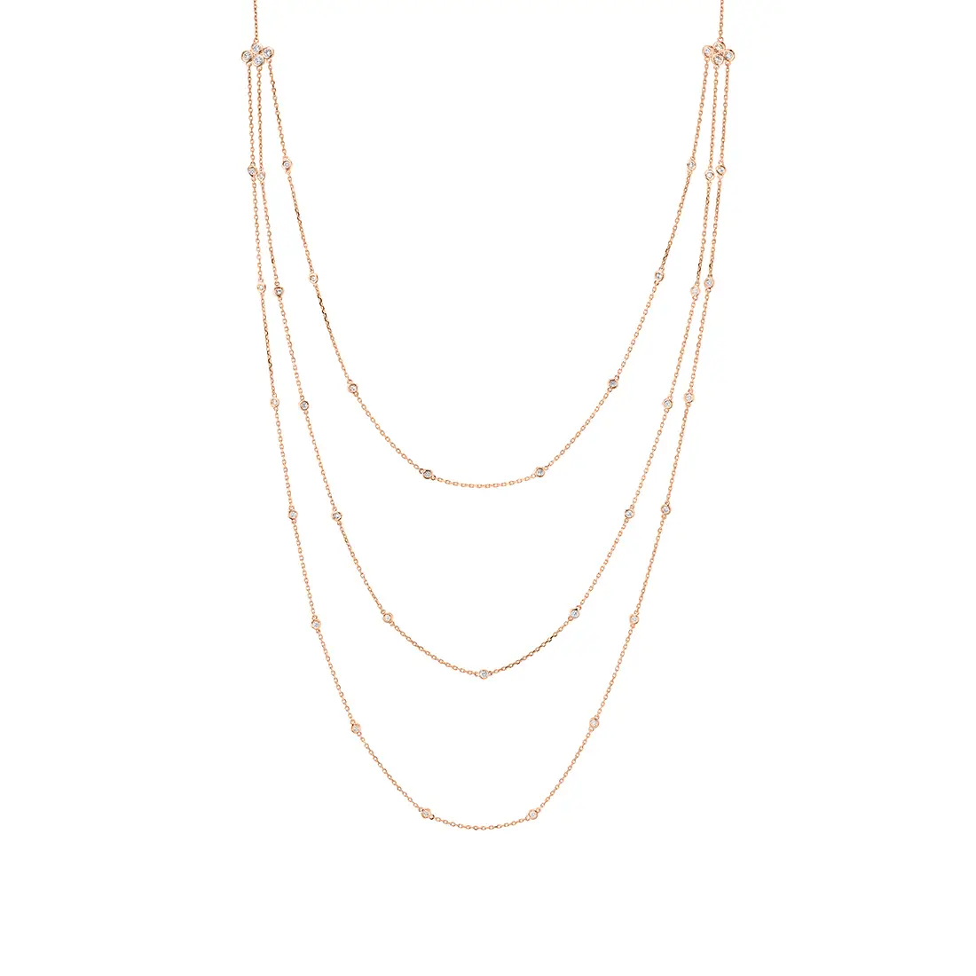 White Gold Layered Diamonds by the Yard Necklace