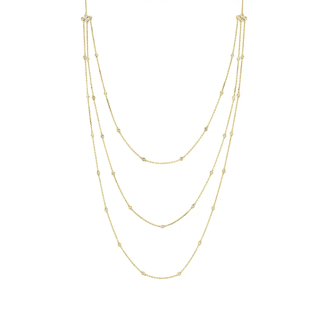 White Gold Layered Diamonds by the Yard Necklace