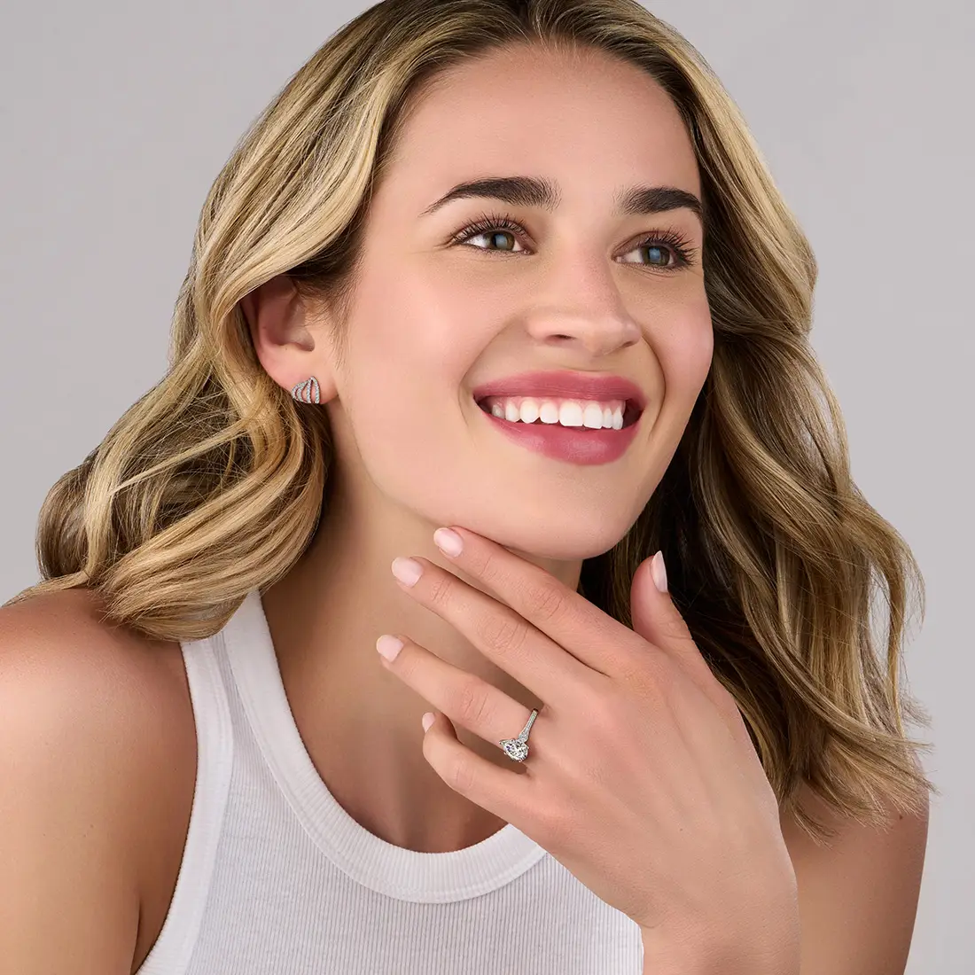 White Gold Pear Shaped Unique Engagement Ring - Esmeralda - Lifestyle Image
