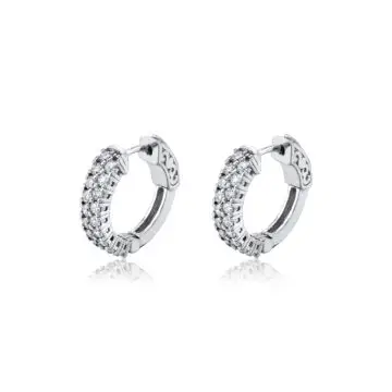 White Gold Double Row Diamond Huggies