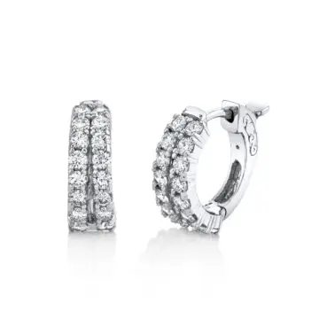 White Gold Double Row Diamond Huggies