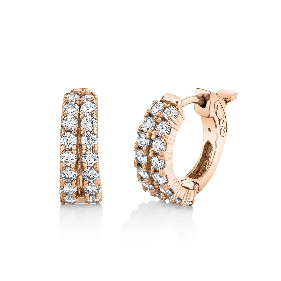 White Gold Double Row Diamond Huggies