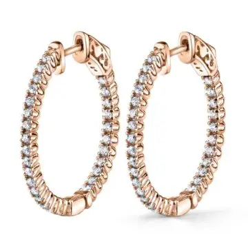 White Gold Diamond Hoop Earrings – 27MM