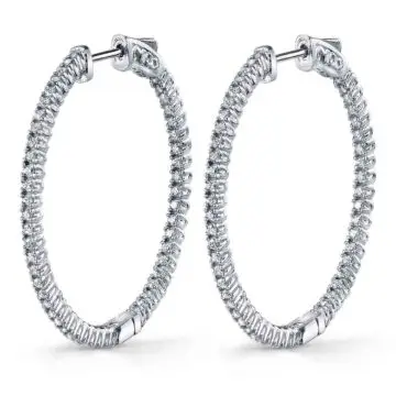 White Gold Diamond Hoop Earrings – 35MM