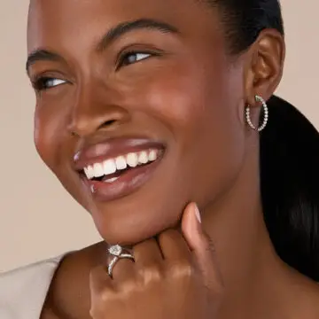 White Gold Single Prong Diamond Hoop Earrings – 24MM